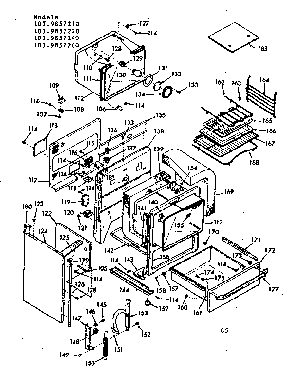 Kenmore 1039857240 lower body section diagram