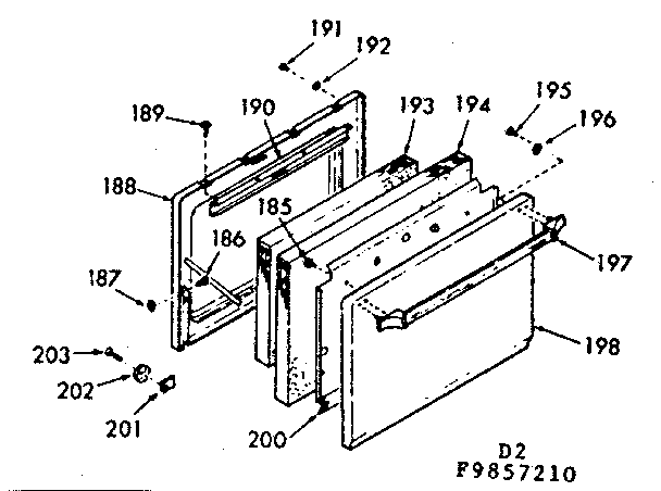 Kenmore 1039857240 lower body door section diagram