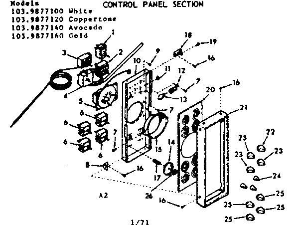 Kenmore 1039877100 control panel section diagram