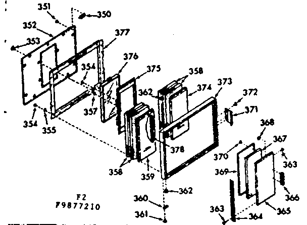 Kenmore 1039877260 upper oven door section diagram