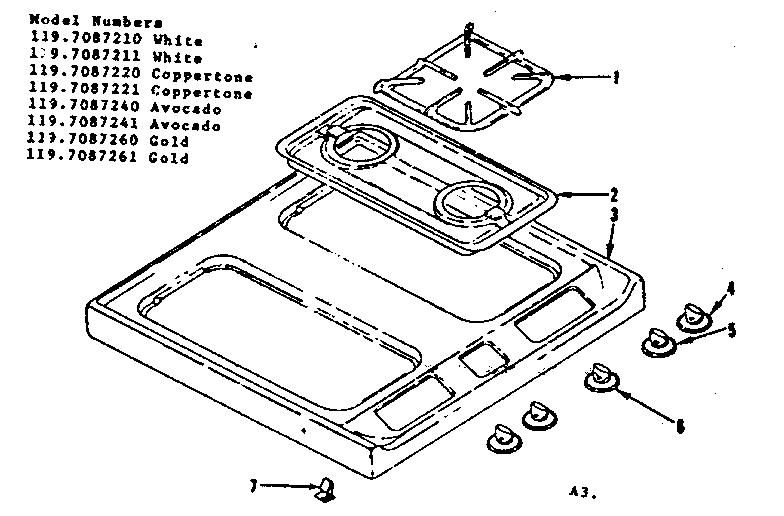Kenmore 1197087211 main top diagram