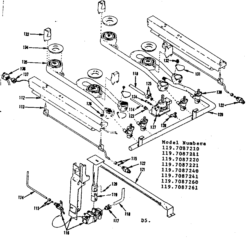 Kenmore 1197087211 top burner diagram