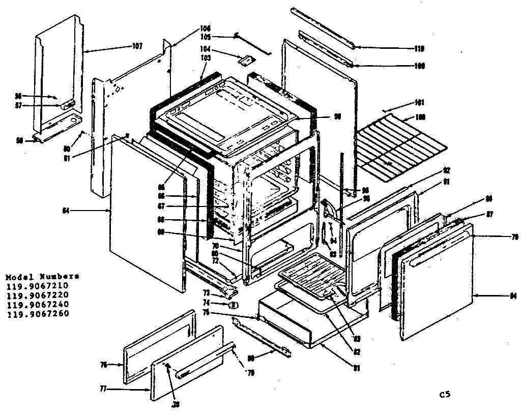 Kenmore 1199067210 body section diagram