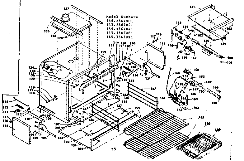 Kenmore 1553567001 oven diagram