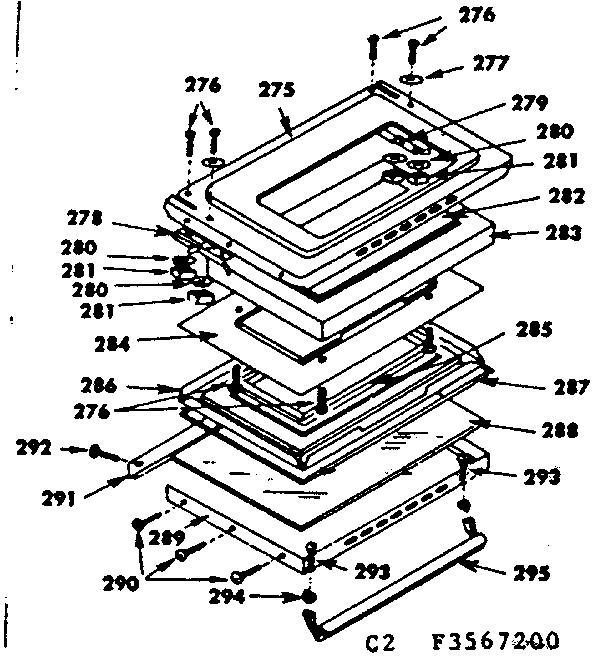 Kenmore 1553567290 oven door parts diagram
