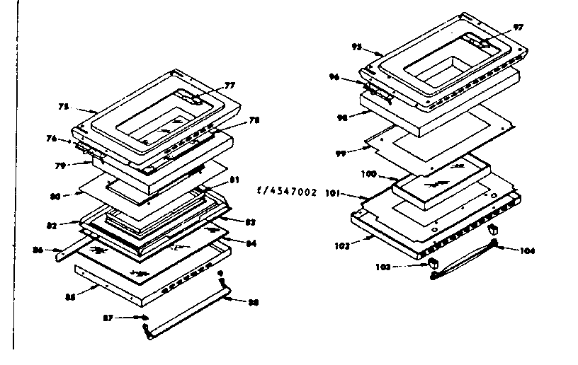 Kenmore 1554547092 oven doors parts diagram