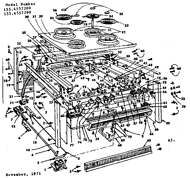 Kenmore 1554557200 top section & outer body parts diagram