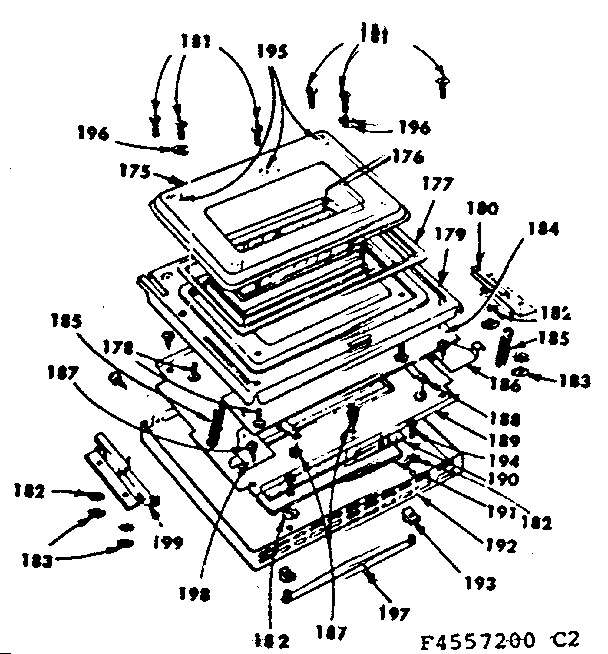 Kenmore 1554557200 oven door parts diagram