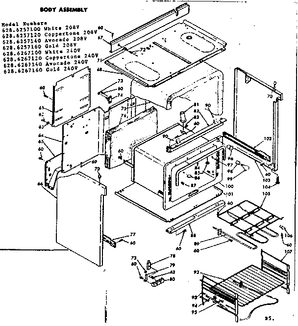 Kenmore 6286267120 body assembly diagram