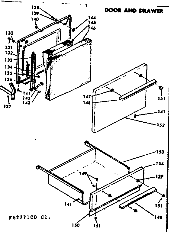 Kenmore 6286287160 door and drawer diagram
