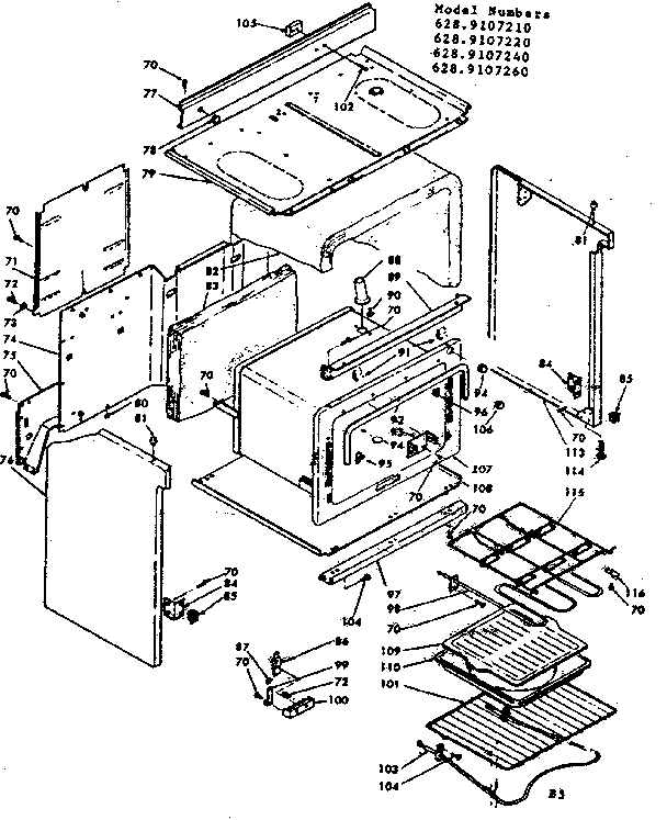 Kenmore 6289107210 body assembly diagram