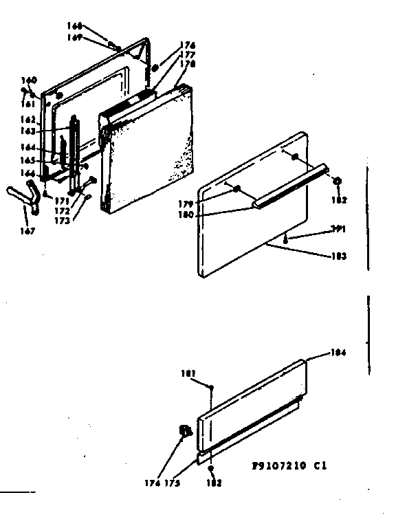 Kenmore 6289107210 door and bottom panel diagram