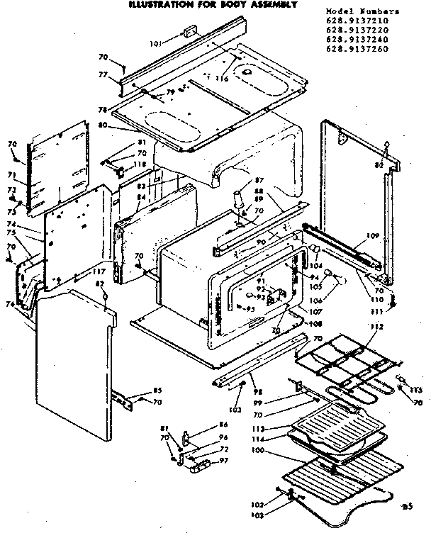 Kenmore 6289137240 body assembly diagram