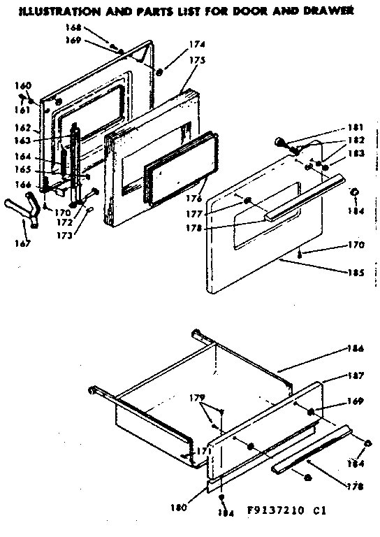Kenmore 6289137240 door and drawer diagram