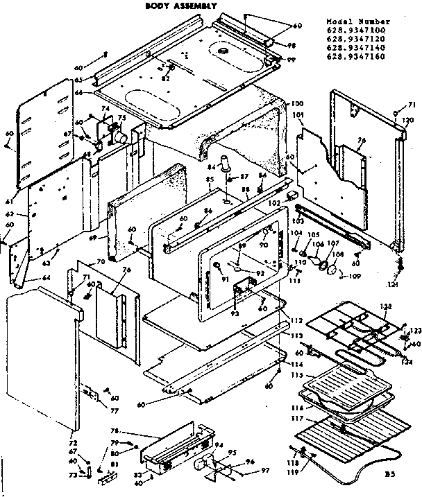 Kenmore 6289347140 body assembly diagram
