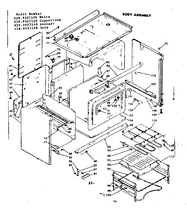 Kenmore 6289427120 body assembly diagram