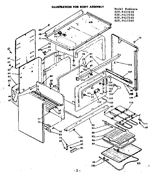 Kenmore 6289427220 body assembly diagram