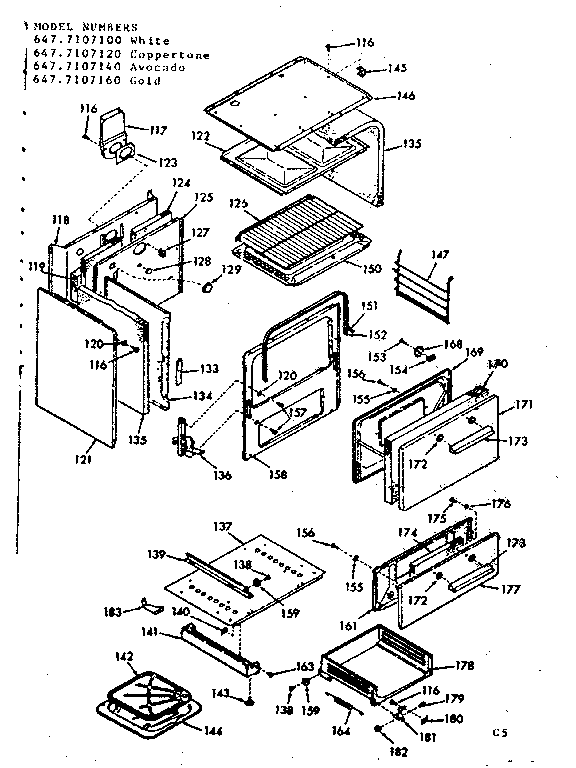 Kenmore 6477107160 body section diagram