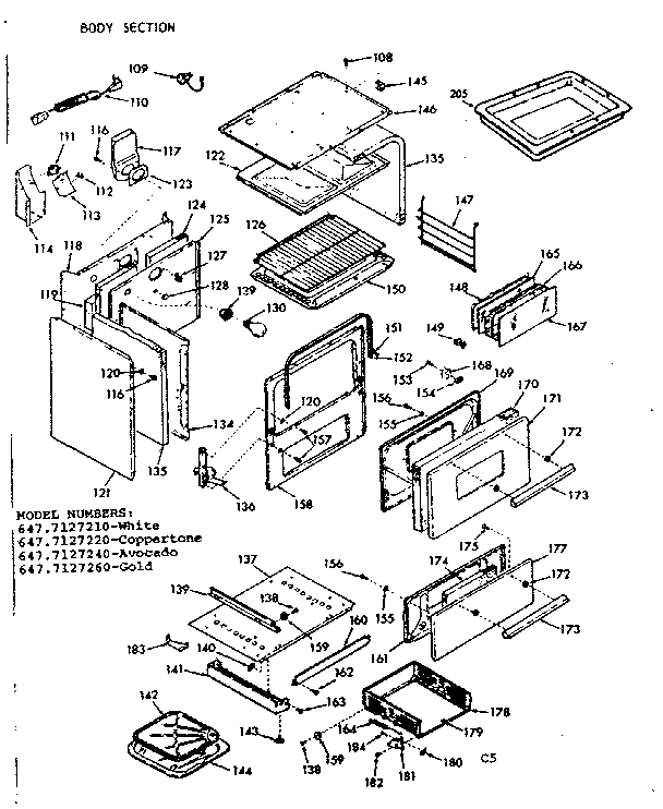 Kenmore 6477127210 body section diagram