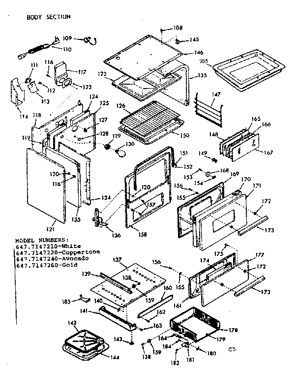 Kenmore 6477147220 body section diagram