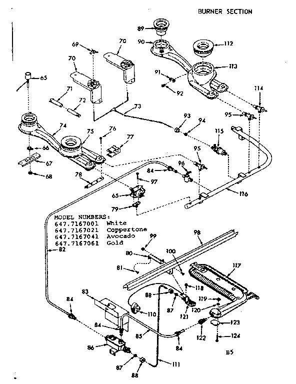 Kenmore 6477167061 burner section diagram