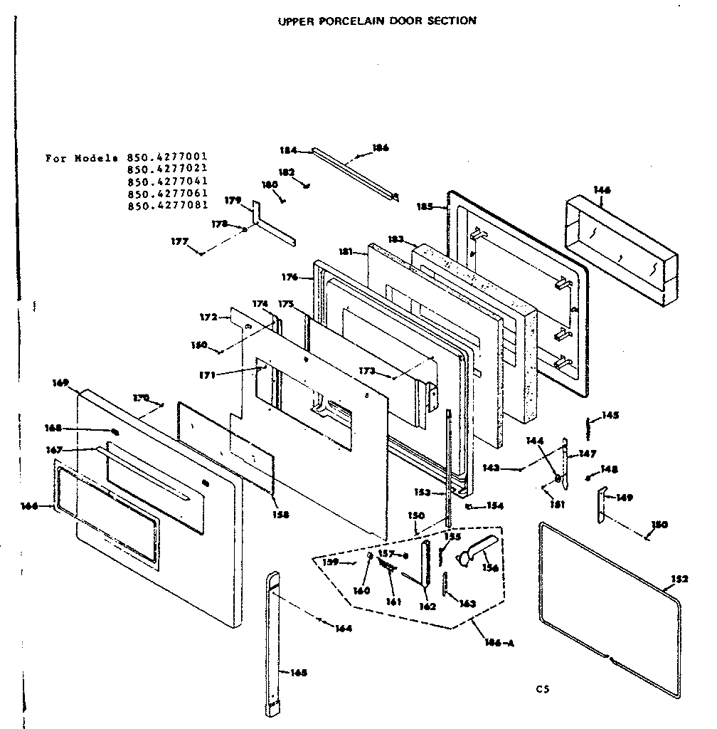 Kenmore 8504277021 upper porcelain door section diagram