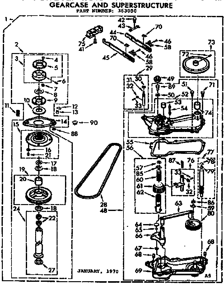 Kenmore 1107105900 gearcase/transmission diagram