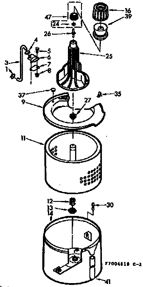 Kenmore 1107004618 tub and basket assembly diagram