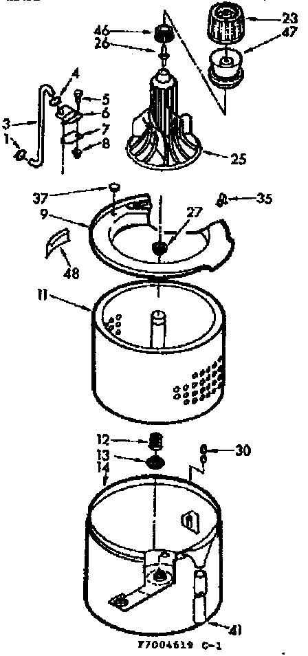 Kenmore 1107004669 tub and basket assembly diagram