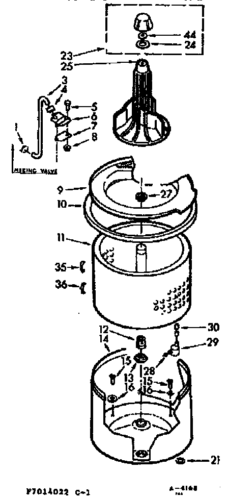 Kenmore 1107014022 tub and basket assembly diagram