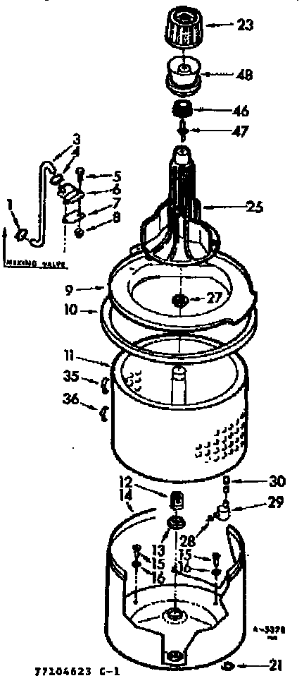 Kenmore 1107105623 tub and basket assembly diagram