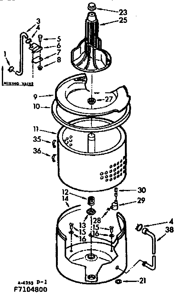 Kenmore 1107105800 tub and basket assembly diagram