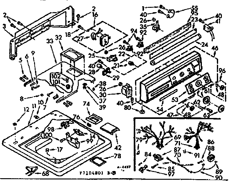 Kenmore 1107105801 top and console assembly diagram