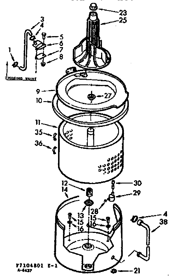 Kenmore 1107105801 tub and basket assembly diagram