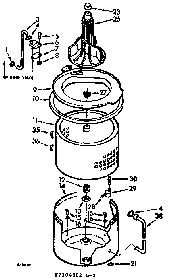 Kenmore 1107104802 tub and basket assembly diagram