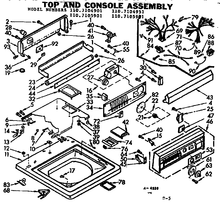 Kenmore 1107105951 top & console assembly diagram