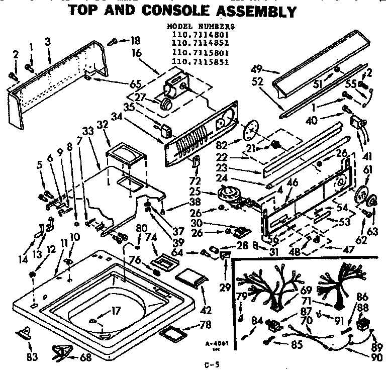 Kenmore 1107114801 top and console assembly diagram