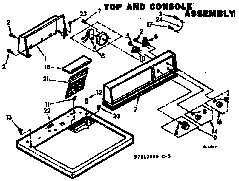 Kenmore 1107217600 top and console assembly diagram