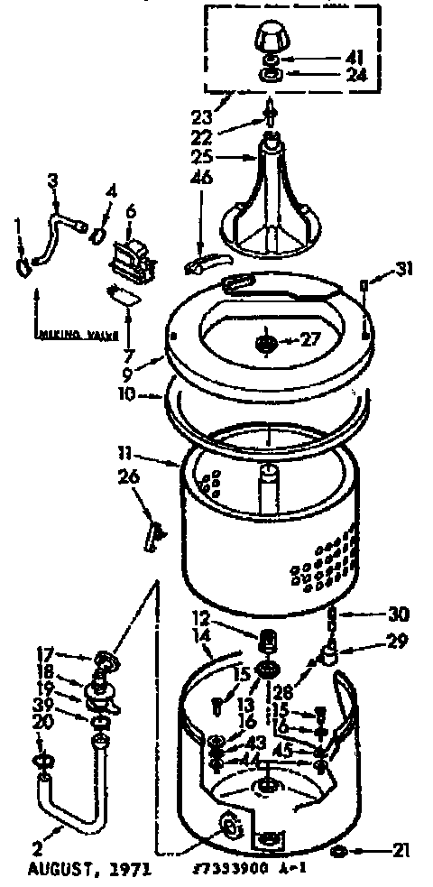 Kenmore 1107333900 tub and basket assembly diagram