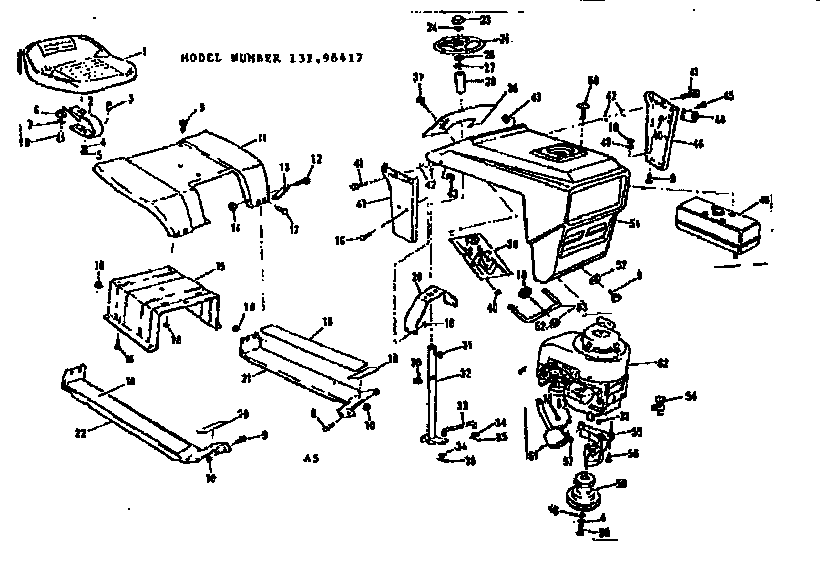 Craftsman 13196417 grill and seat assembly diagram