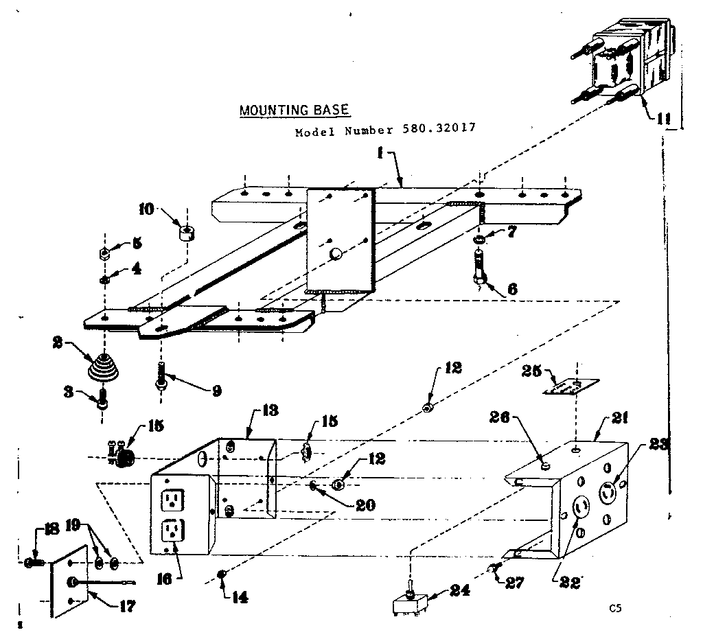Craftsman 58032017 mounting base diagram