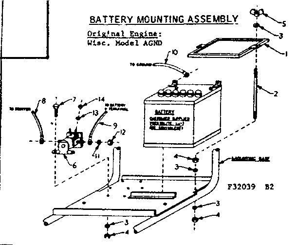 Craftsman 58032039 battery mounting assembly diagram