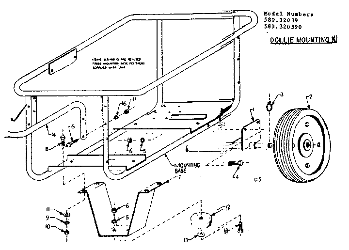 Craftsman 58032039 dollie mounting kit diagram