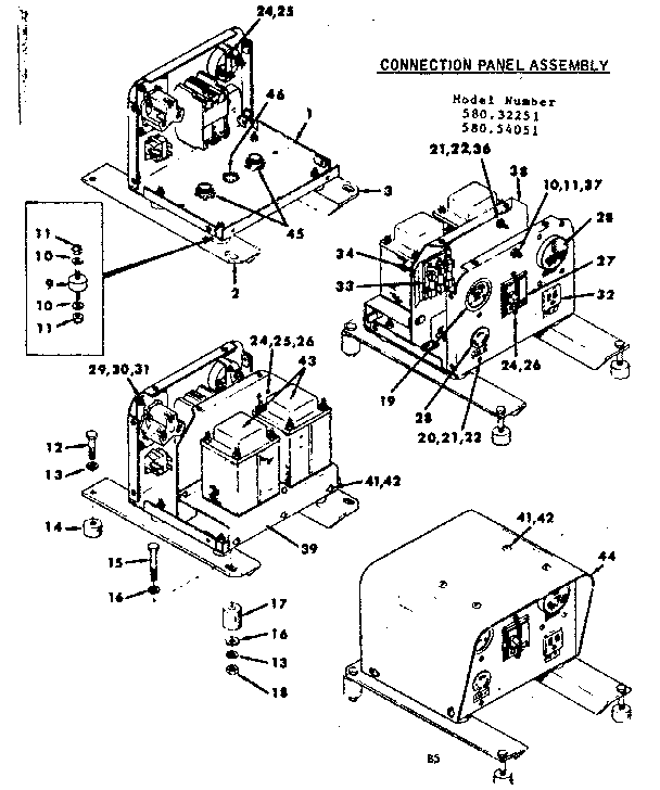 Craftsman 58054051 connection panel assembly diagram