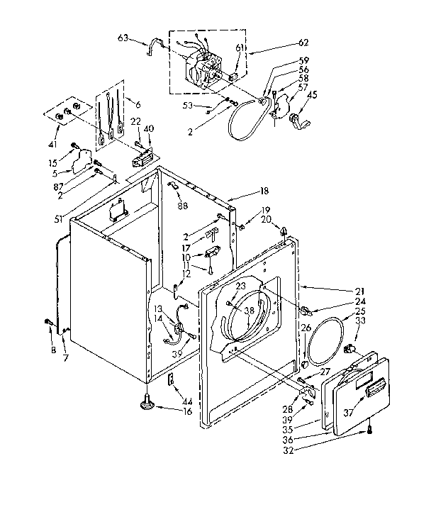 Kenmore 11086610100 cabinet parts diagram