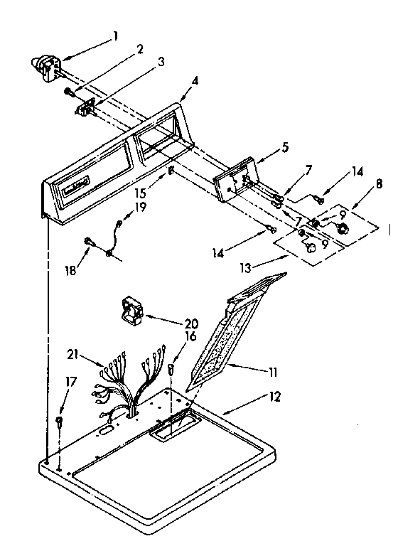 Kenmore 11086610100 top and console parts diagram