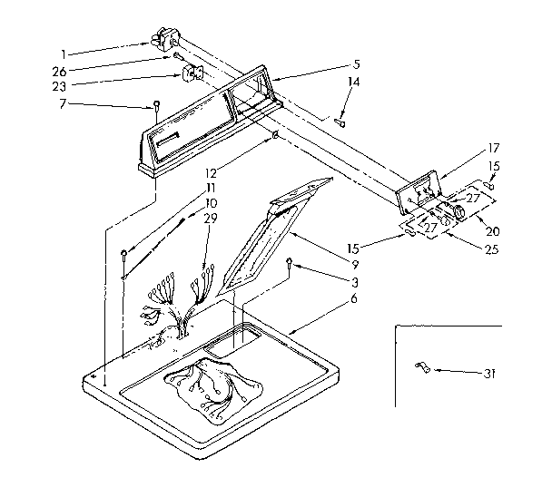 Kenmore 1108762110 top and console parts diagram