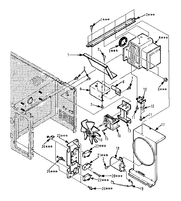 Kenmore 5648728610 switches and microwave parts diagram