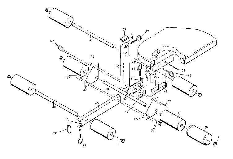 Vitamaster STATION 1 MODEL7000 leg lift assembly diagram