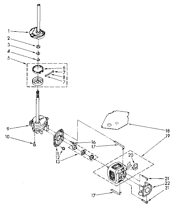Kenmore 11081675700 brake, clutch, gearcase, motor and pump parts diagram